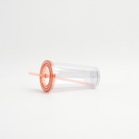 Mug de voyage isotherme léger 20oz personnalisé, à paroi simple, réutilisable, en plastique transparent avec couvercle à paille pour café glacé