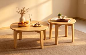 Modern Wooden Coffee <b>Table</b> Set Minimalist Nesting Design Living Room Furniture - Product Image 6