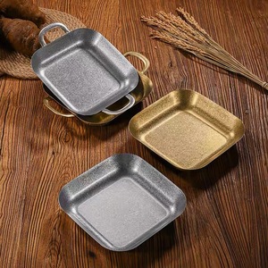 <span class=keywords><strong>Assiette</strong></span> plate <span class=keywords><strong>carrée</strong></span> vintage à double anse, écologique, de qualité alimentaire, pour usage commercial, idéale pour poulet frit et frites - Product Image 2