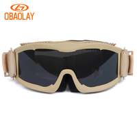 Lunettes tactiques personnalisées ANSI Z87, lunettes de soleil, 3 verres, airsoft, paintball, anti-vent, protection UV400, verres PC 3,0 mm, lunettes de tir