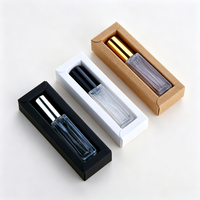 Flacon de parfum en verre de 10 ml, flacon pulvérisateur rechargeable, échantillon de parfum, boîte en papier blanche et noire, boîte pliante, emballage cosmétique