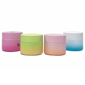 Wide Mouth Opal White Ceramic 100ml 50ml 50g Frosted Lid Matte Glass Pink Cream Jar with Paper Box - Product Image 2