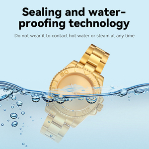 Đồng hồ đeo tay nam nữ mạ vàng cao cấp bằng thép không gỉ Đồng hồ lịch cơ tự động có viền xoay - Product Image 5