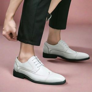 Zapatos Oxford con Cordones, Zapatos Formales para Boda, Diseño Clásico, Zapatos de Vestir de Cuero Blanco Duraderos y de Venta Caliente - Product Image 4