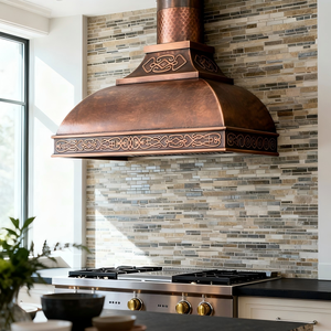 เครื่องดูดควันทองแดง 16 เกจ งานตีมือสุดหรู ลวดลายเซลติก พร้อมช่องระบายอากาศ ติดผนังแบบสถาปัตยกรรม สำหรับบ้านวิลล่าสไตล์คลาสสิก - Product Image 4