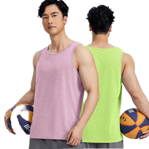 Débardeur de sport tricoté 100 % polyester pour homme, sans manches, pour la gym, la musculation, le fitness, la course à pied, broderie machine - Product Image 1