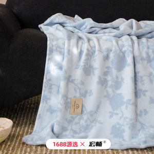 Manta de Sofá de Terciopelo Suave y Esponjosa de Doble Cara con Diseño Floral, 100x150cm, 150x200cm, 200x230cm, para Uso Doméstico, de Poliéster, para las Cuatro Estaciones - Product Image 1