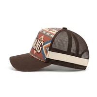 Gorra Trucker Personalizada al por Mayor con Estampado Azteca, Bordado Vintage, Malla Trasera Ajustable, para Verano, Unisex, para Golf y Béisbol
