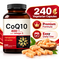 Complément Alimentaire Premium CoQ10 400mg avec Oméga 3, 240 Capsules Végétariennes pour une Nutrition Quotidienne