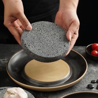 Plat de cuisson en ardoise, assiettes en porcelaine en pierre volcanique, assiette à sushi, assiette en céramique pour steak, plaque de cuisson en pierre spéciale pour barbecue, 8 pouces