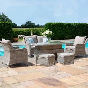 Modern Corner Outdoor Combination <b>Garden</b> Furniture Rattan set with Outdoor Courtyard Rattan Dining with <b>Rising</b> <b>Table</b> - Product Image 6