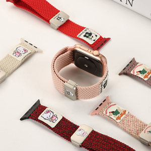 Forwelleny alla moda e carino gattino magnetico intrecciato cinturino in Nylon con logo stampato per IWatch <span class=keywords><strong>serie</strong></span> 11 10 9 8 7 SE Ultra <span class=keywords><strong>2</strong></span> - Product Image 2