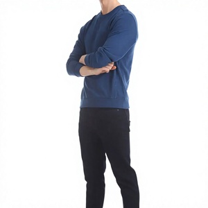 Pull d'hiver à manches longues décontracté pour homme, col rond, tissu en coton écologique de haute qualité, doublure en polaire, respirant, sweat-shirt uni - Product Image 5