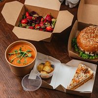 Boîte en papier kraft biodégradable jetable écologique pour poulet frit, frites, nuggets, escalopes, en-cas, emballage alimentaire