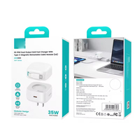 Port USB C GaN Tech 35W PD3.0 Adaptateur de chargeur rapide USB C PD Chargeur mural avec câble rétractable magnétique