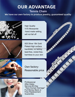 Bracelet Tianyu personnalisé en or blanc 14 carats avec moissanite incolore de 3 mm, 150 mm, design élégant pour les fêtes et les occasions formelles