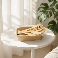 Couverts en bambou naturel jetables, fourchette, couteau, cuillère, vaisselle compostable écologique, fourniture d'usine
