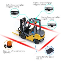 Système de sécurité intelligent pour chariot élévateur avec radar, feux laser d'avertissement de zone rouge sur 3 côtés avec kit balise sonore et lumineuse stroboscopique