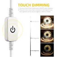 Bande LED COB 5V + Kit variateur tactile USB 8mm 320 LED/M, Ruban LED Dimmable Haute Densité pour TV, Miroir, Rétroéclairage PC, Décoration Murale