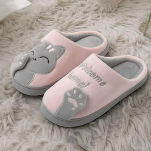 Pantofole di cotone transfrontaliero per le donne in autunno e in inverno nuovo cartone animato gatto fortunato coreano versione calda casa interna - Product Image 1