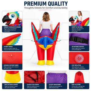 Custom Halloween Parrot <b>Ride</b>-<b>On</b> Inflatable <b>Costume</b> for Cosplay Holiday Parties & Events - Product Image 2