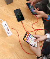 Tresse en nylon 3 en 1 Câble de charge USB multiple à charge rapide pour iPhone/Type-C/Android Câble usb 3 en 1
