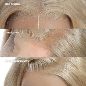Perruque sans colle HD Lace Front <span class=keywords><strong>Blonde</strong></span> Highlight pour femme, ondulations naturelles, ligne de cheveux pré-épilée, mini-nœuds, densité 250 % - Product Image 3