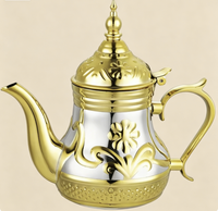 Théière en acier inoxydable doré et argenté de style marocain, nouveau design, 0,8/1,0/1,2 L