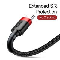 Kabel USB Baseus Cafule untuk Type-C 3A 1m 3A Kabel Pengisian Cepat dengan Konduktor Tembaga Berlapis Timah 1m/2m untuk Ponsel & Komputer