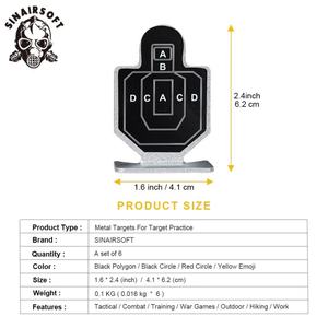 SINAIRSOFT Lot de 6 cibles tactiques pour le tir, cibles de chasse utiles - Product Image 4