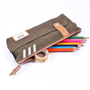 Échantillon disponible : Trousse à crayons en toile avec fermeture éclair et bouton-pression, sacs de rangement spacieux et polyvalents pour adultes, étudiants et officiers - Product Image 5