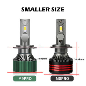 Ampoules de phares LED pour voiture M8 <span class=keywords><strong>Pro</strong></span> Version Améliorée M9 <span class=keywords><strong>Pro</strong></span> H1 H3 H7 H11 H4 9005 9006 9012 880 881 DC9-50V 60Watts 6000K Blanc 2-Pack - Product Image 2