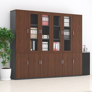 Xinlongfei Wooden <b>Filing</b> Cabinet 2 Tier Lockable Glass Door Office <b>Storage</b> Unit For Books And Documents - Product Image 1