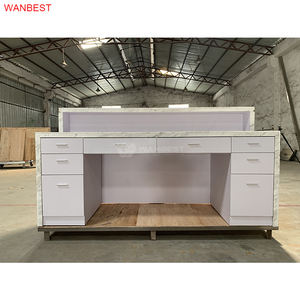 ठोस सतह संगमरमर लक्जरी आधुनिक चौकोर आकार काला रिसेप्शन डेस्क डिजाइन - Product Image 6