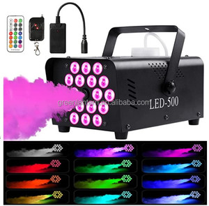 Macchina del fumo a LED RGB da 500W con telecomando wireless, portata 10M, capacità olio 0.4L, <span class=keywords><strong>3000</strong></span> CFM per discoteca, DJ, palcoscenico, feste, matrimoni - Product Image 1