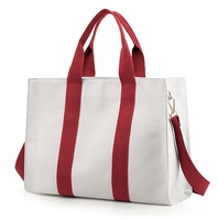 Bolsa de Lona Resistente con Logotipo Personalizado, Bajo MOQ, Bolsa de Compras Reutilizable, Asa Doble, Correa de Hombro Desmontable para el Trabajo Diario