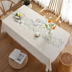 XinLan, venta al por mayor, impermeable mantel, Lino <span class=keywords><strong>Falx</strong></span>, restaurante, bordado Rectangular, manteles Vintage - Product Image 6