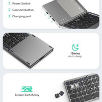 Katlanabilir Klavye Dokunmatik Yüzeyli Taşınabilir Katlanabilir Klavye Tip C Şarj Edilebilir iPad Tablet PC iPhone Ofis için