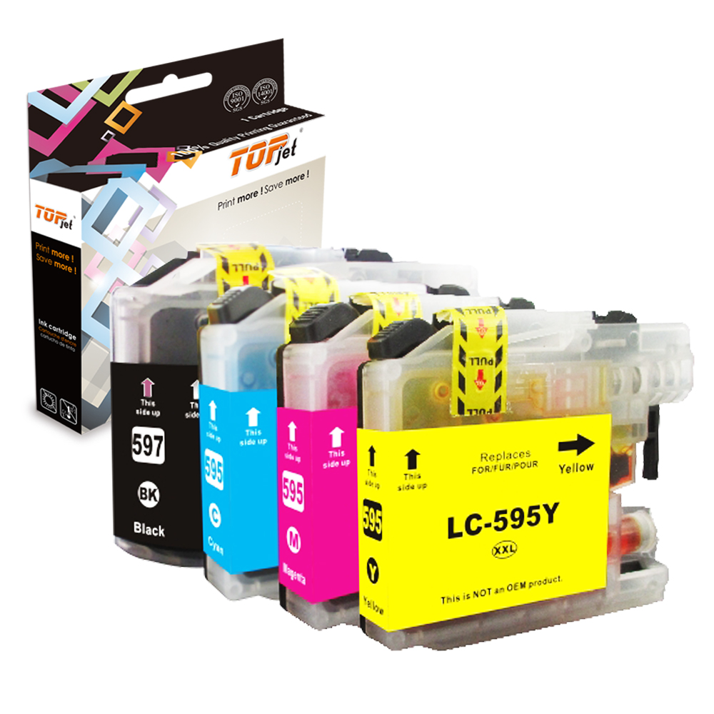 Topjet 595 597 LC595 LC597 LC595XL LC597XL совместимый чернильный картридж для братского MFC-J2510 MFC-J3720 MFC-J3520 струйного принтера