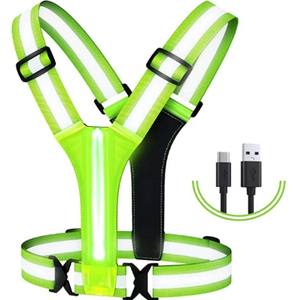 Highviz เสื้อกั๊กสำหรับวิ่งสะท้อนแสง LED ชาร์จไฟได้พร้อมสายรัดที่ปรับได้ชุดเตือนความปลอดภัยของ Ansi Class 1 - Product Image 5