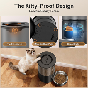 Comedero Inteligente para Mascotas con Visión Nocturna y Video, 5L, Cierre Giratorio, Comunicación Bidireccional, Anti-Mordidas, Dispensador Automático de Comida para Perros y Gatos, Color Negro - Product Image 4