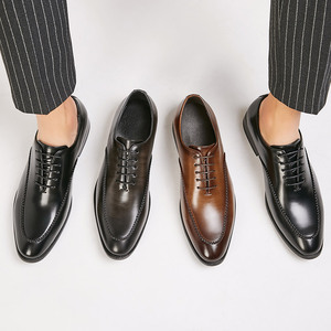 Chaussures habillées en cuir véritable de style britannique de luxe pour hommes, à lacets, grandes tailles, pour les occasions formelles, les fêtes et le bureau - Product Image 2