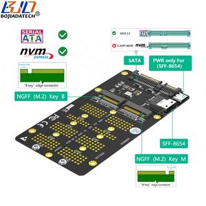 Kartu Adaptor Konverter Slimline SFF-8654 4i Interface SATA 3.0 15Pin Power ke NGFF <span class=keywords><strong>M</strong></span>.2 Key-<span class=keywords><strong>M</strong></span> NVME & Key-B SATA 2280 M2 SSD - Product Image 2