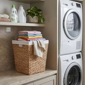 Natural Woven Seagrass Laundry Hamper with Removable Cotton Liner, <b>Rectangular</b> Wicker <b>Storage</b> <b>Basket</b> for Bathroom - Product Image 5