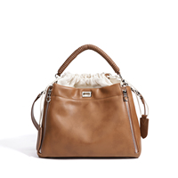 Sac fourre-tout pour femme JingCheng Fashion, en cuir véritable pleine fleur souple, avec poignée unique, fermeture à loquet métallique et doublure en polyester, design de créateur