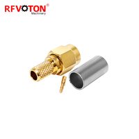 Connecteurs à sertir de haute qualité connecteur RF pour prise mâle SMA 50 Ohm sertissage en cuivre plaqué or pour RG58/LMR195/LMR200