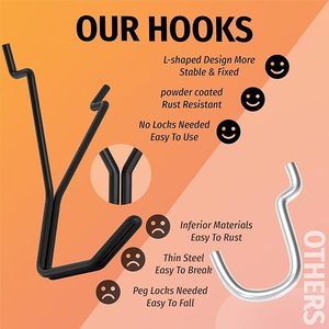 ตะขอแขวนเพ็กบอร์ดแบบ L 40 ชิ้น สีดำ ผลิตในเวียดนาม ตะขอและรางสำหรับติดเพ็กบอร์ด วัสดุเหล็ก สไตล์อุตสาหกรรม ขนาด 406*406*20 มม. - Product Image 6