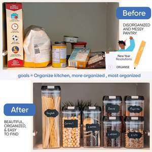 กล่องใส่ซีเรียลพลาสติกน้ำหนักเบา ปลอดสาร BPA เป็นมิตรกับสิ่งแวดล้อม 7 ชิ้น ฝาปิดล็อคแน่นสนิท ป้องกันฝุ่นอเนกประสงค์สำหรับเก็บอาหารในครัว - Product Image 4