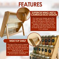 Nouvelle étagère à épices en bambou à 3 niveaux pour tiroir de cuisine, comptoir, support pliable pour pots à épices, étagère robuste en bois pour assaisonnements