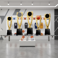 Trophée en métal et cristal multi-sports 2025 personnalisable, écologique, avec éléments en forme de boule gravés au laser, emballage coffret cadeau